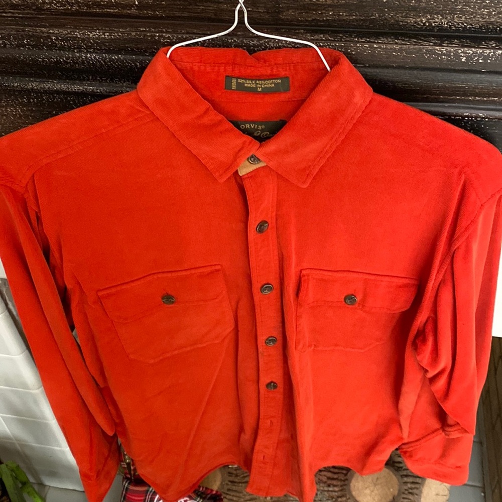 Orvis casual, long sleeve, silk and cotton blend shirt